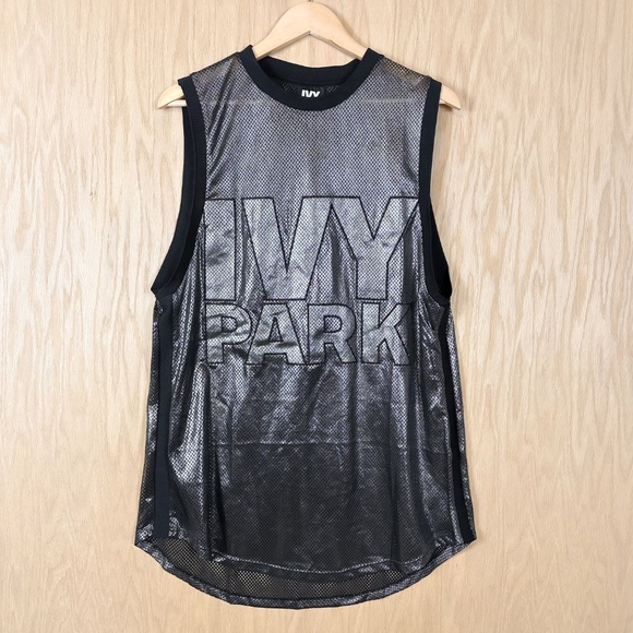 IVY PARK Tops - IVY PARK Metallic Mesh Longline Top